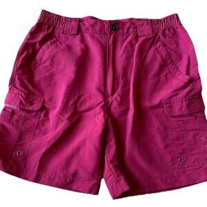 Mens Cargo Fishing Shorts M Quick Dry Marlin Logo Burgundy MINT